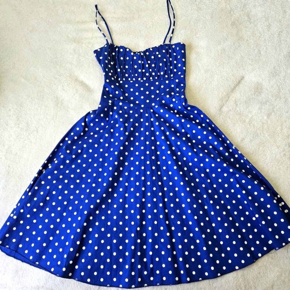 Girl's Blue Polka Dot Summer Dress